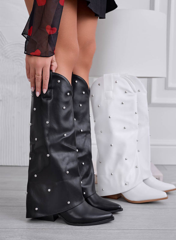 BRODIE - Botas camperas negras con tachuelas