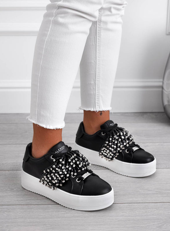 CARRY - Black Alexoo sneakers with rhinestone band