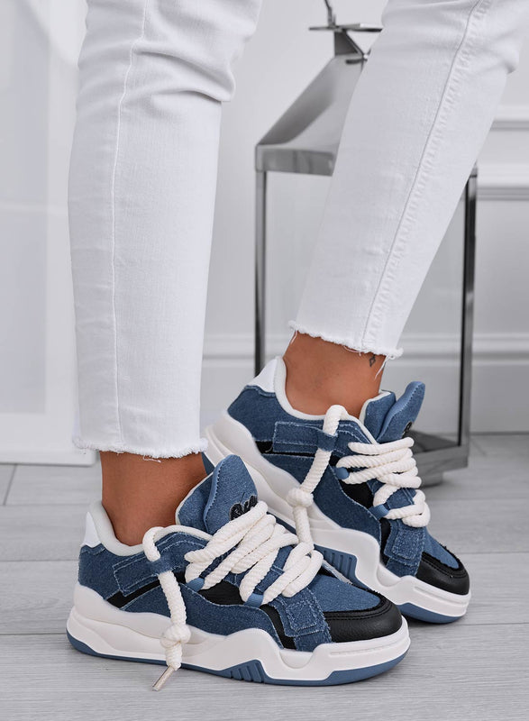 BRISEIDE - Blue jeans sneakers with rope laces