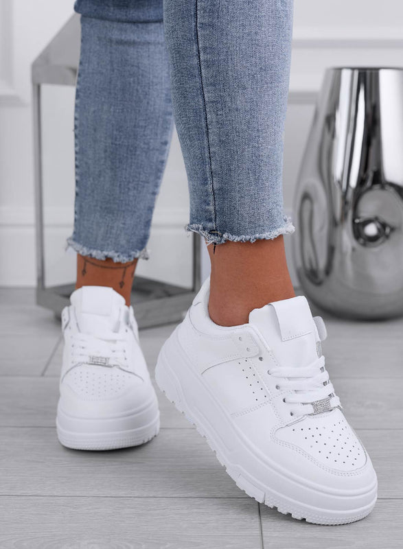 NYLA - White Lace-Up Wedge Sneakers