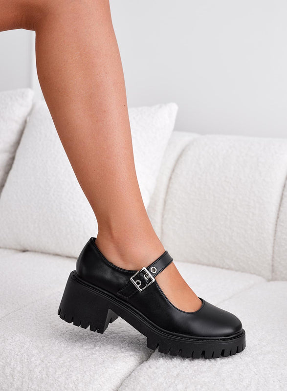 Scarpe mary jane nere con cinturino e fibbia