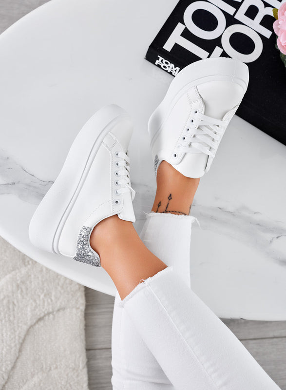 MALVIN - Sneakers bianche con retro glitter argento