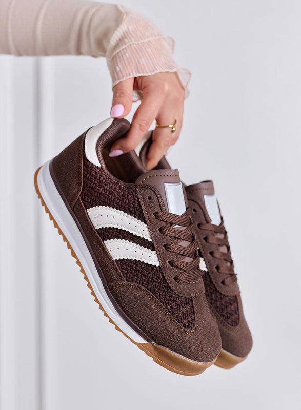 PIERA - Brown animal print sneakers with rubber sole