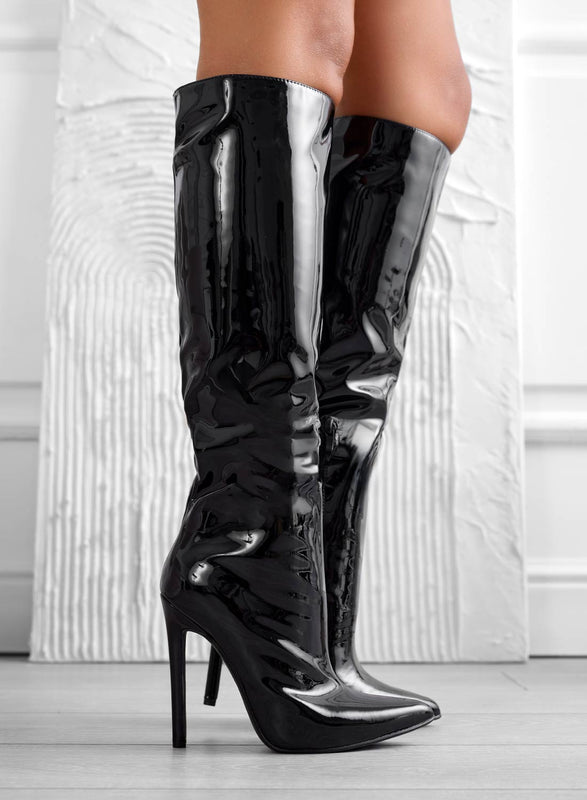 LOLA - Black Alexoo boots with high stiletto heels