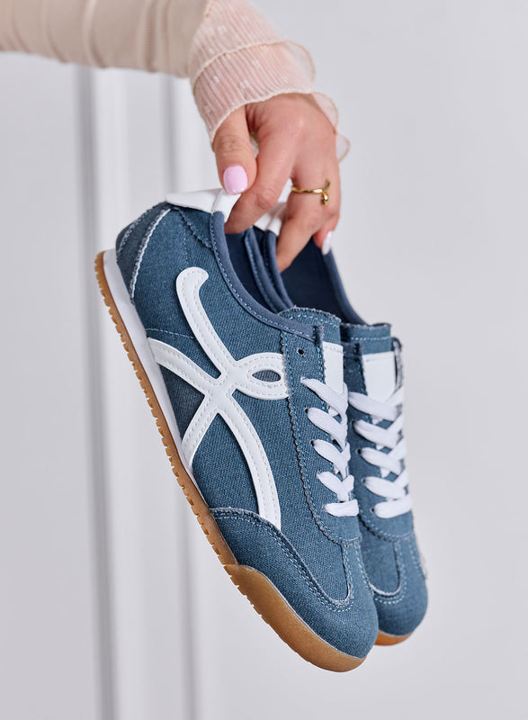 RAMONA - Baskets bleu jean avec détails blancs