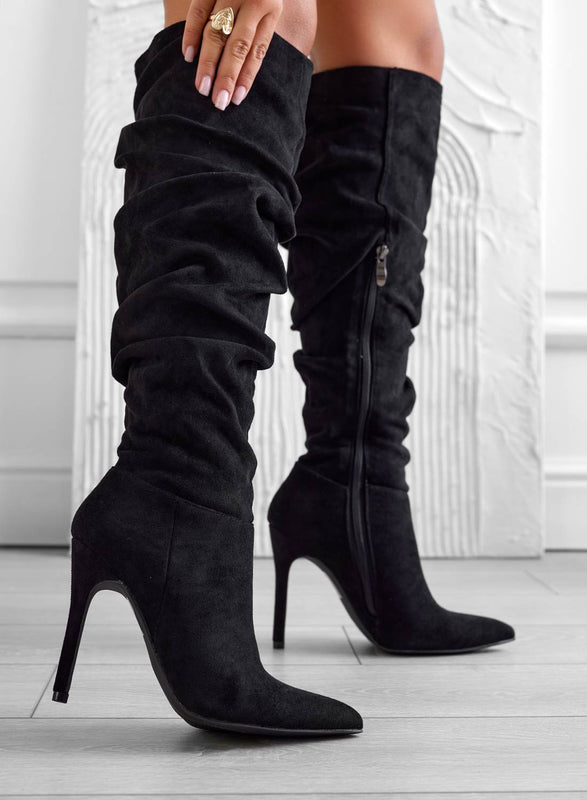 SELENA - Black Alexoo shirred high stiletto heel boots