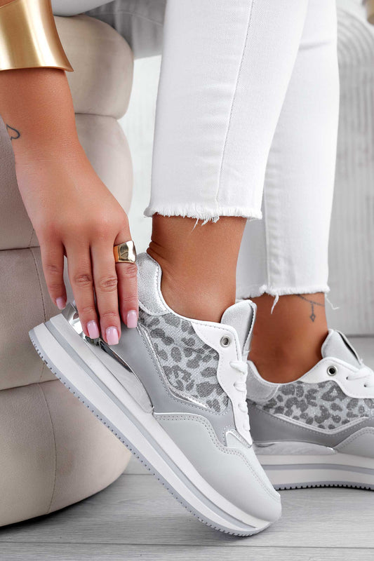 VENERE - Gray sneakers with spotted inserts