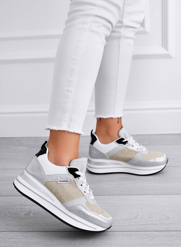 VITAL - Baskets argentées laminées avec inserts dorés