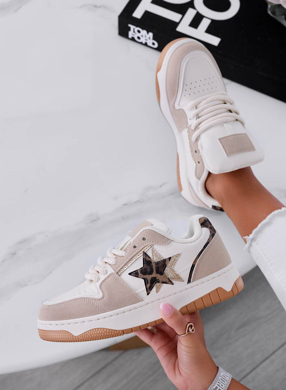 ANNIE - Beige sneakers with rope laces and spotted star