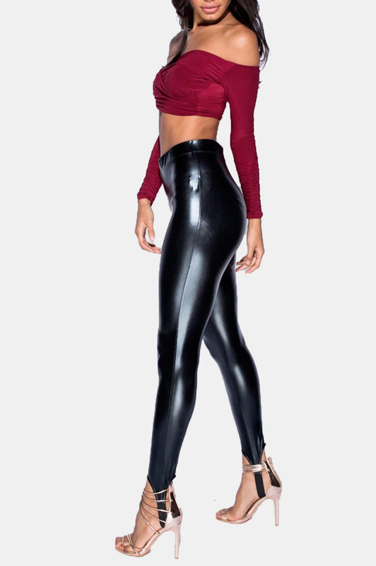 Black faux leather leggings