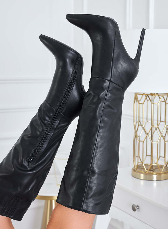 DIMITRI - Black boots in faux leather with high stiletto heel