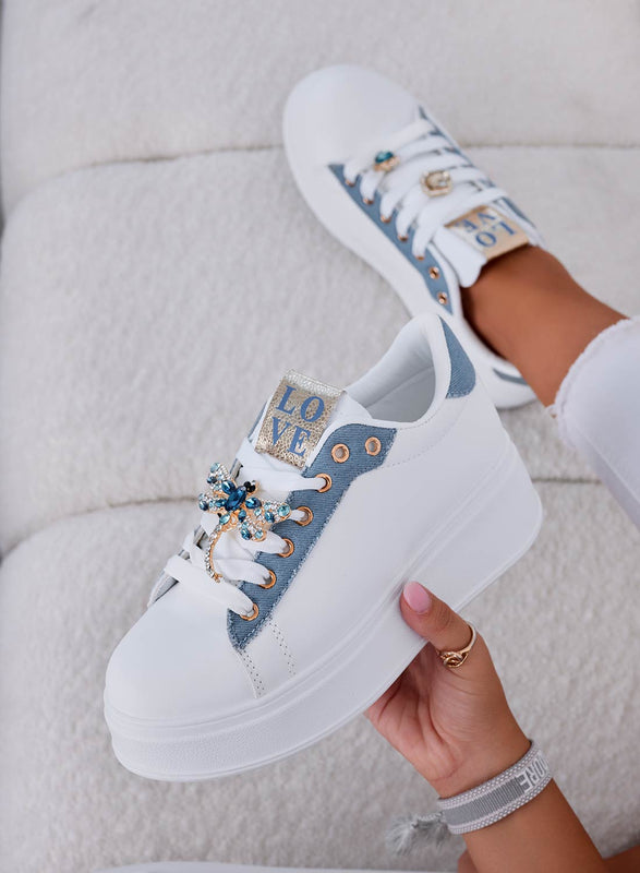 CELY - Blue jeans jewel sneakers with dragonfly