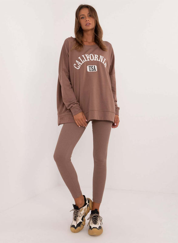 Ensemble deux pièces couleur boue avec leggings et maxi pull California