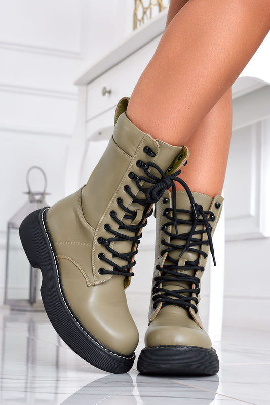 STEWIE - Alexoo green ankle boots with laces