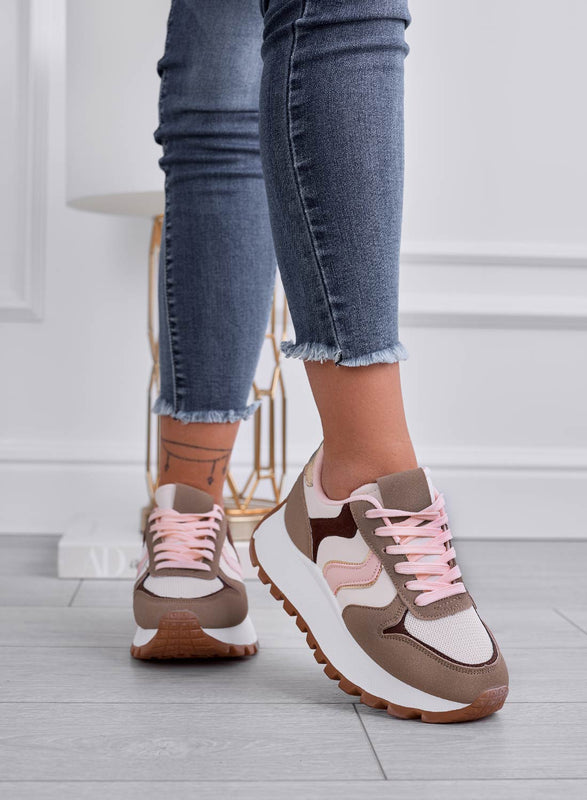 MEME - Mud sneakers with contrasting pink panels