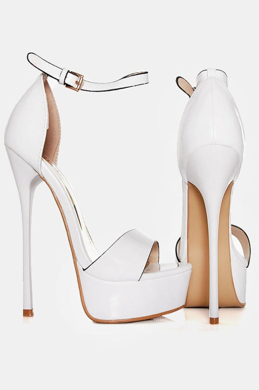 BORA - White patent leather sandals with high heels