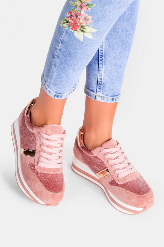 CONSUELO -  Pink suede sneakers