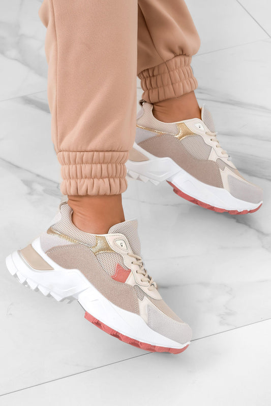 LOGAN -  Beige sneakers with chunky soles