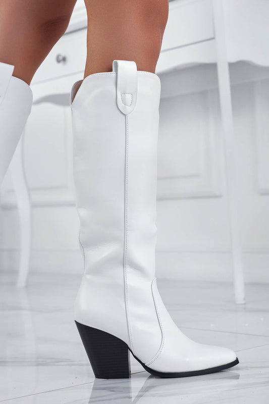 WINTER - White camperos boots in imitation leather