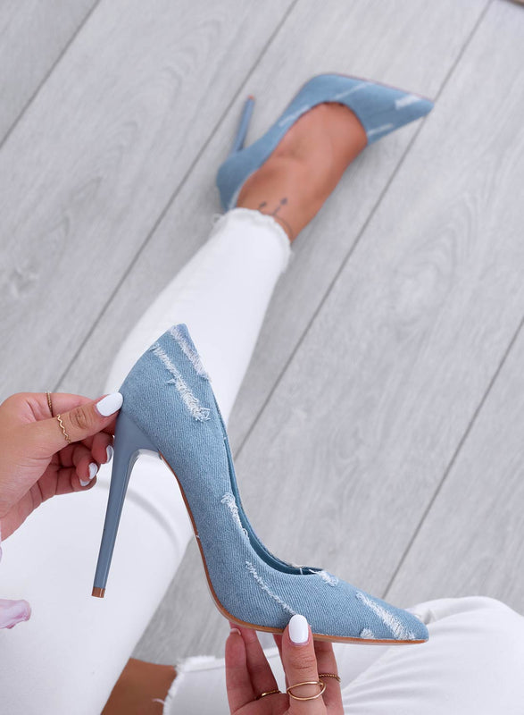 TIPSY - Blue jeans décolleté with high stiletto heel