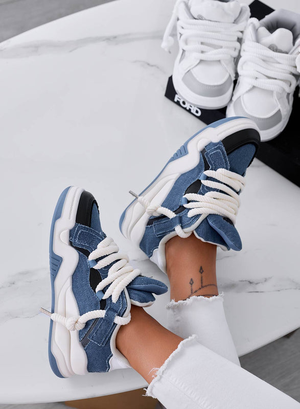 BRISEIDE - Blue jeans sneakers with rope laces