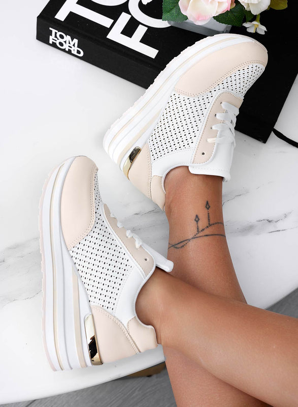 LUE - Beige perforated sneakers with thick sole