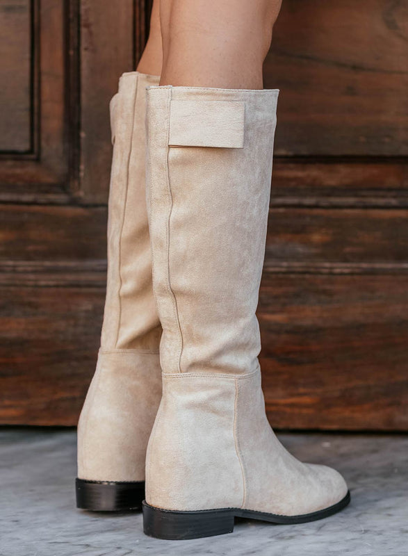 CLARE - Alexoo beige boots with internal wedge