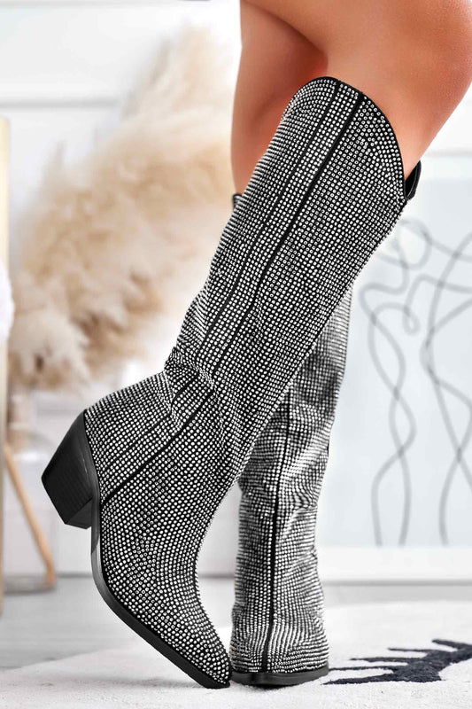 Bottes noires Alexoo style camperos avec strass