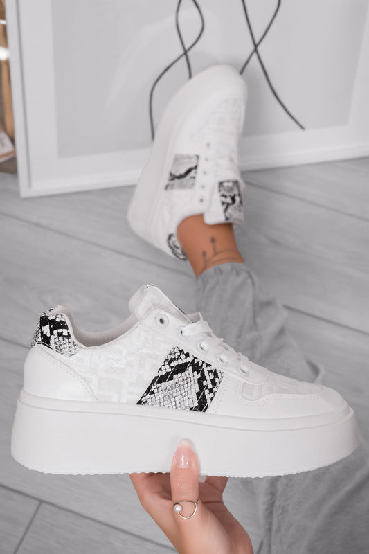 CARLA - White sneakers with python details