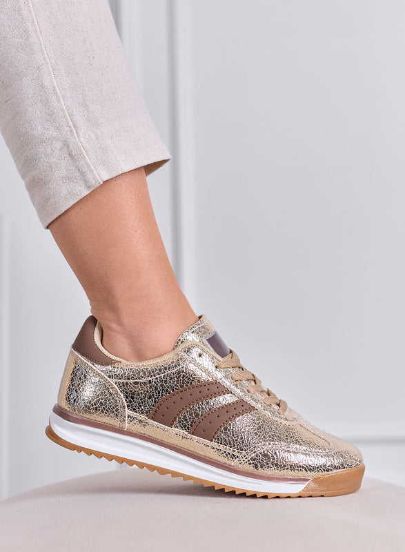 PIERA - Brown animal print sneakers with rubber sole