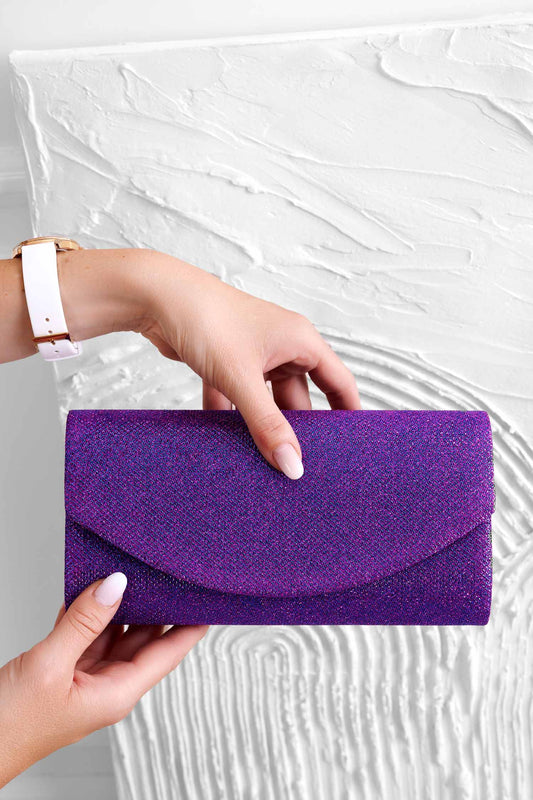 Purple clutch bag B220 in laminated fabric