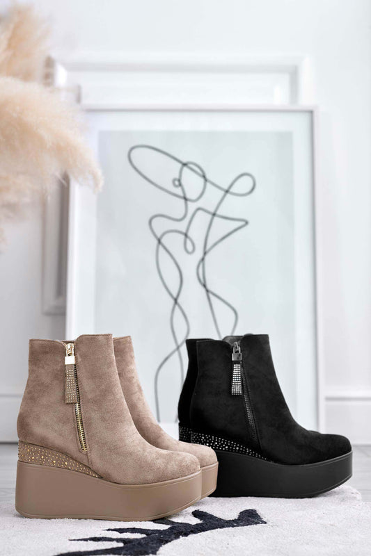 MARGHERITA -  Mud ankle boots with wedge and rhinestones