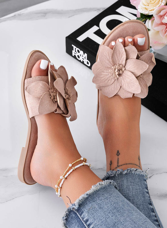 MELODY - Mud slipper sandals with applied flower