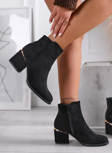 DARIA - Black suede ankle boots Alexoo with comfortable heel
