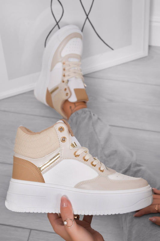 LIBBY - Beige sneakers with chunky sole