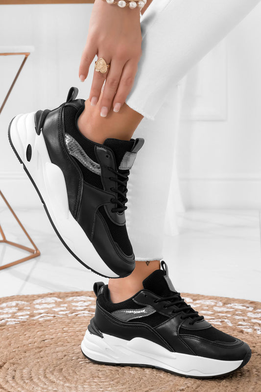 MOLLY - Black sneakers with silver details