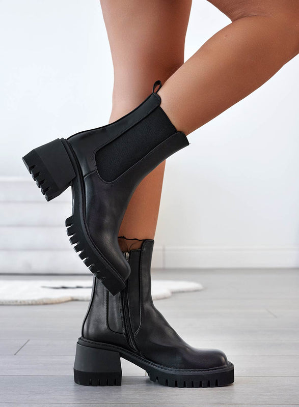 Bottines Alexoo noires avec élastique latéral