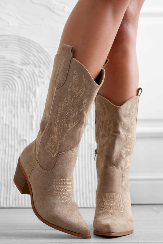 Bottes camperos couleur boue avec broderie