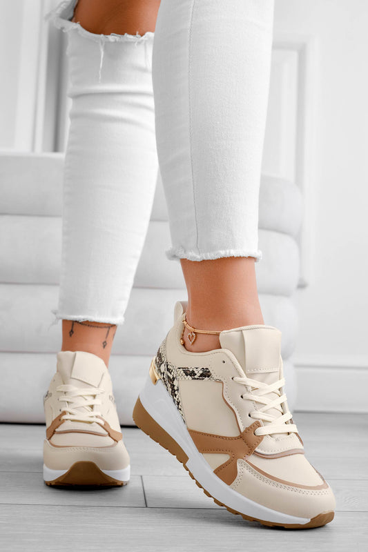 FRIENDS - Beige sneakers with python back
