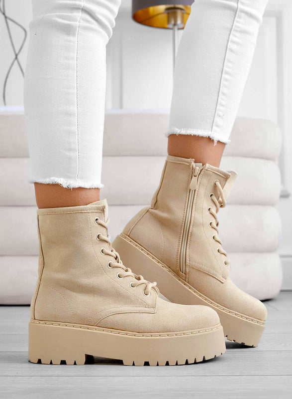 YARA - Alexoo beige suede ankle boots