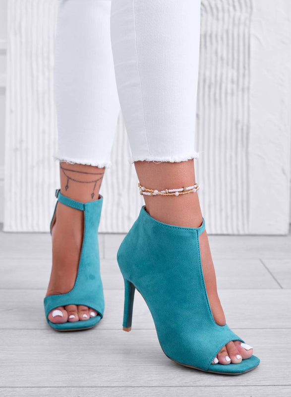 MICHELLE - Green Peep Toe High Heel Ankle Boots