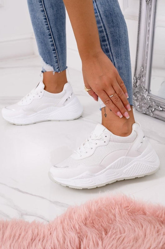 LIFE - White sneakers with python print and chunky sole