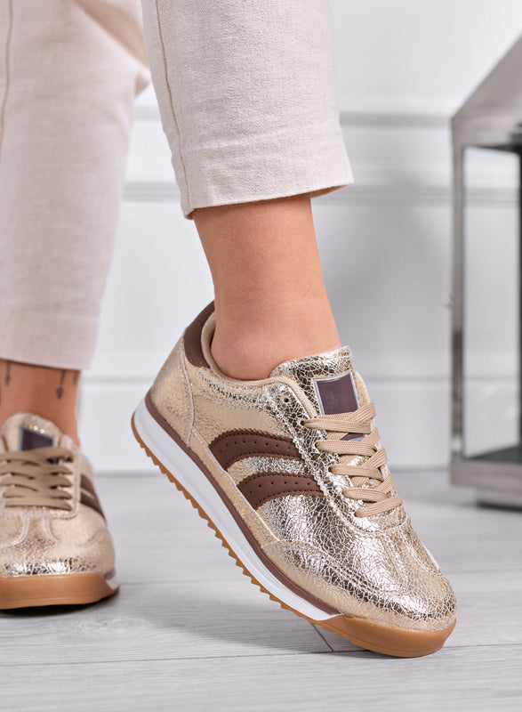 PIERA - Brown animal print sneakers with rubber sole