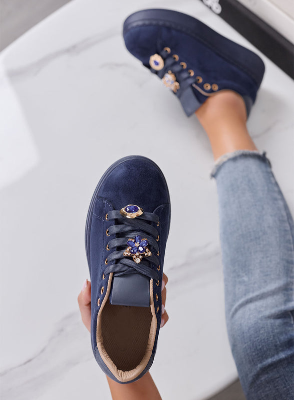 GIULY - Sneakers Donna blu platform e Charms Gioiello
