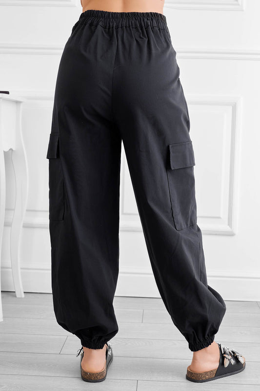 Black cargo pants with side pockets