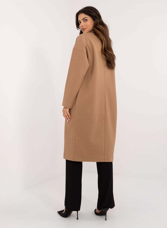 Manteau long élégant couleur boue avec boutons