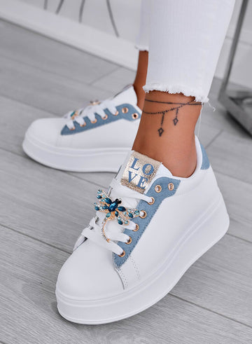 CELY - Blue denim jewel sneakers with dragonfly