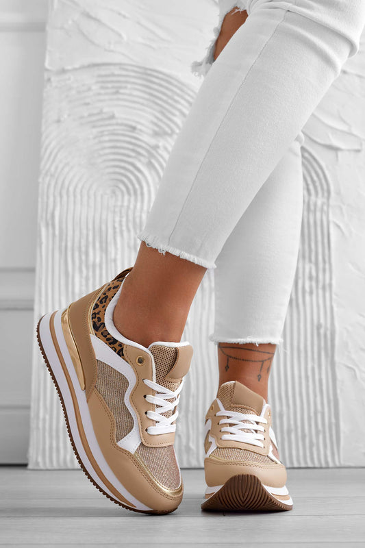 Zapatillas color barro con inserciones de estampado animal