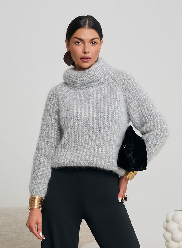 Soft and warm gray turtleneck sweater