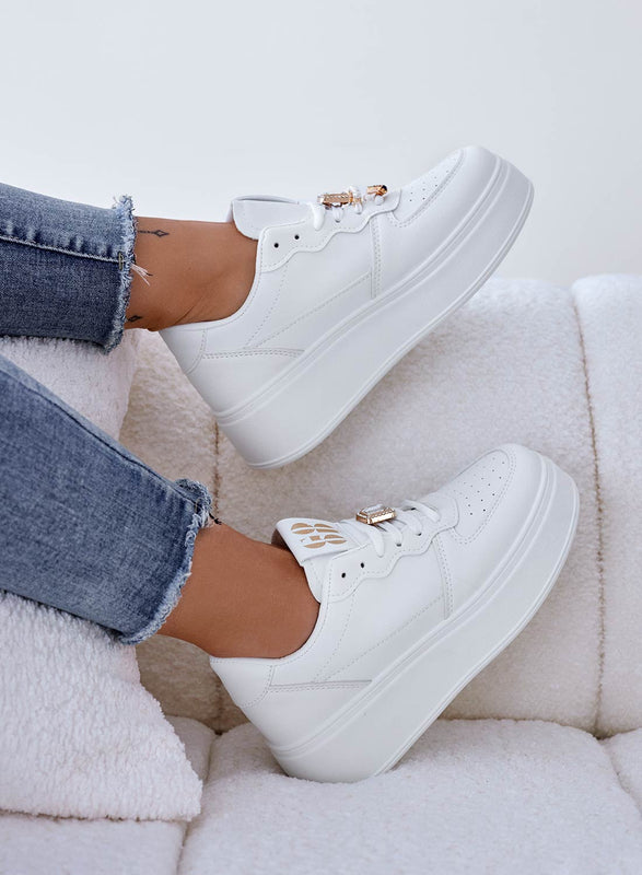 PETRA - White sneakers with jewel applications